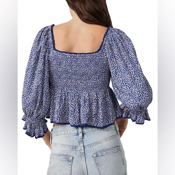 Free People Brittnee floral smocked baby doll top - Picture 2 of 13